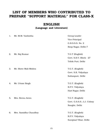 LIST OF MEMBERS WHO CONTRIBUTED TO PREPARE 