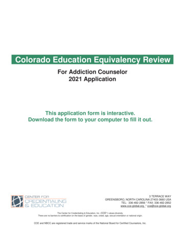 Colorado Education Equivalency Review - CCE