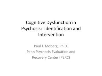 Cognitive Dysfunction In Psychosis: Identification And .