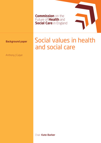 Social Values In Health And Social Care - King's Fund
