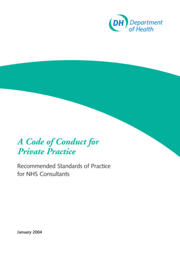 A Code Of Conduct For Private Practice - NHS Employers