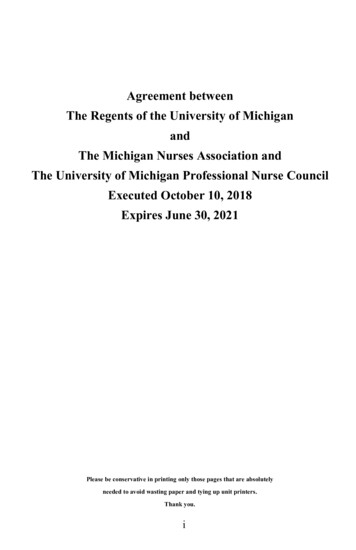 Agreement Between The Regents Of The University Of Michigan And The .