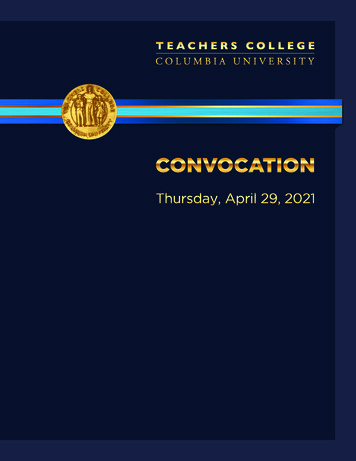 CONVOCATION 2021 - Teachers College, Columbia University