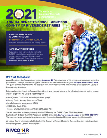 Annual Benefits Enrollment For County Of Riverside Retirees