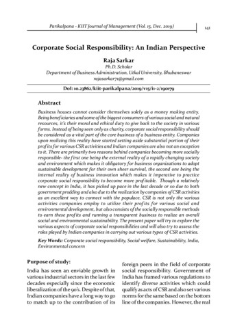 Corporate Social Responsibility: An Indian Perspective - KSOM