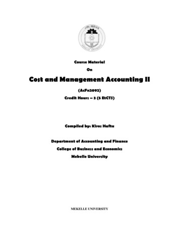 Course Material On Cost And Management Accounting II