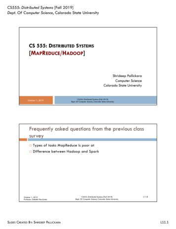 Cs 555: Distributed Systems [Mapreduce/Hadoop