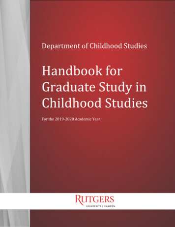 Handbook For Graduate Study In Childhood Studies - Rutgers University