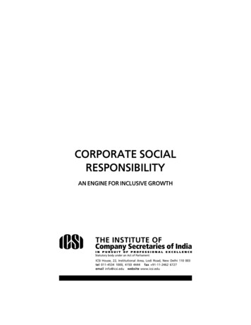 CORPORATE SOCIAL RESPONSIBILITY - ICSI