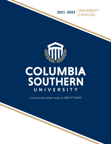 2022 University Catalog 2021 -2022 - Columbia Southern University