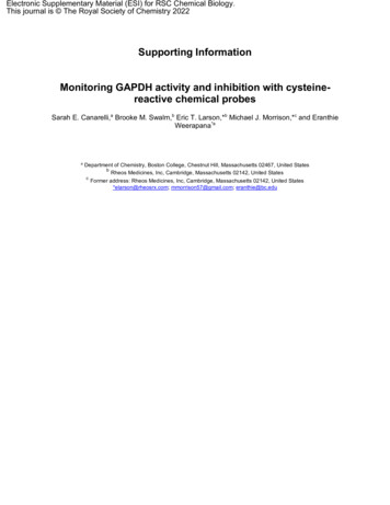 Supporting Information Monitoring GAPDH Activity And Inhibition With .