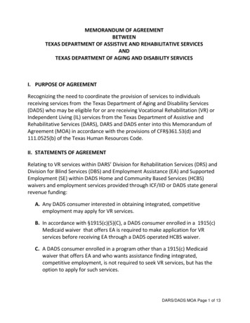 Memorandum Of Agreement Between Texas Department Of Assistive And .