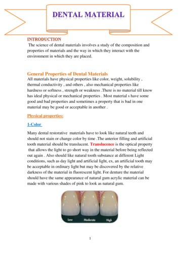 General Properties Of Dental Materials - Qu.edu.iq