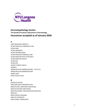 Insurances Accepted As Of January 2020 - New York University