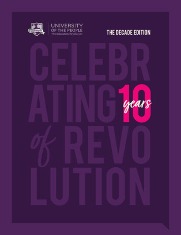 THE DECADE EDITION REVO LUTION - University Of The People
