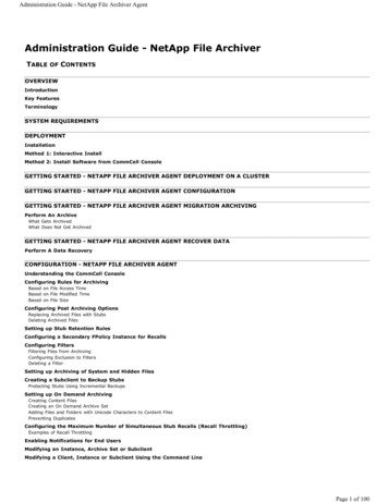 Administration Guide - NetApp File Archiver - Bull