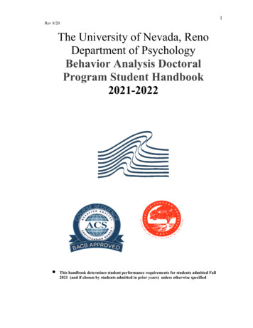 Behavior Analysis Program Doctoral Handbook 2021 