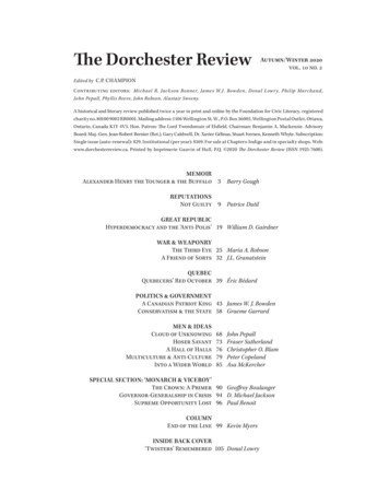 The Dorchester Review Autumn/Winter 2020 Vol. 10 No. 2