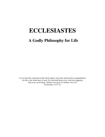 ECCLESIASTES: A Godly Philosophy For Life - Let God Be True