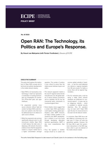 Open RAN: The Technology, Its Politics And Europe's Response.
