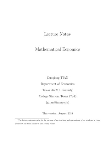 Mathematical Ecnomics - Texas A&M University