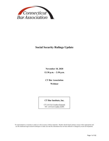 Social Security Rulings Update - Connecticut Bar Association