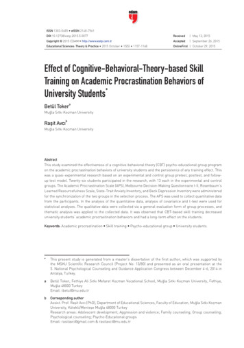 Effect Of Cognitive-Behavioral-Theory-based Skill Training On Academic .