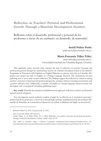 Reflection On Teachers Personal And Professional Growth .