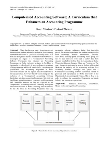 Computerised Accounting Software; A Curriculum That .