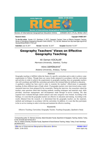 Geography Teachers’ Views On Effective Geography Teaching