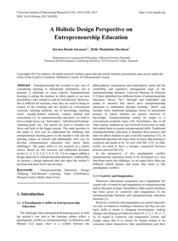 A Holistic Design Perspective On Entrepreneurship Education