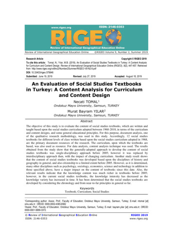 An Evaluation Of Social Studies Textbooks In Turkey . - Ed