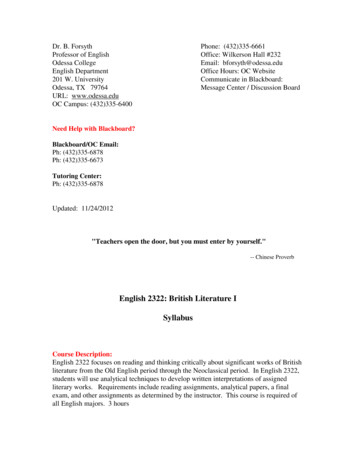 English 2322: British Literature I Syllabus