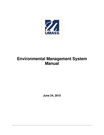 Environmental Management System Manual - University Of Massachusetts Boston