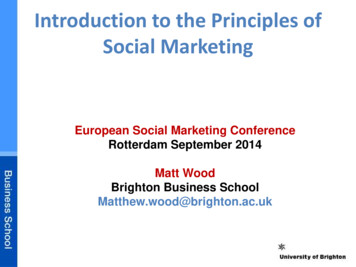 Introduction To The Principles Of Social Marketing