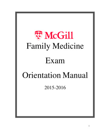 Family Medicine Exam Orientation Manual - McGill University