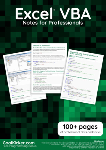 Excel VBA Notes For Professionals - GoalKicker 