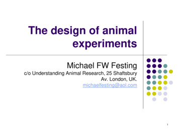 The Design Of Animal Experiments - CCAC