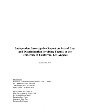 Independent Investigative Report On Acts Of Bias And .
