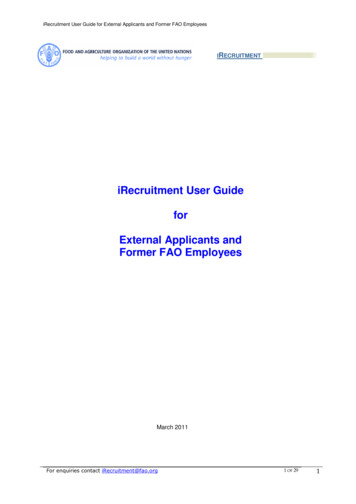 IRecruitment User Guide For External Applicants And Former FAO Employees