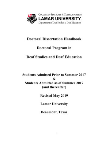Doctoral Dissertation Handbook Doctoral Program In . - Lamar University