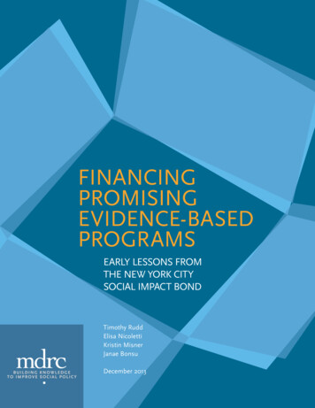 Financing Promising Evidence-Based Programs - MDRC
