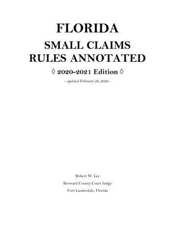 Florida Small Claims Rules Annotated 2020