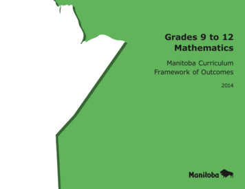 Grades 9 To 12 Mathematics - Province Of Manitoba