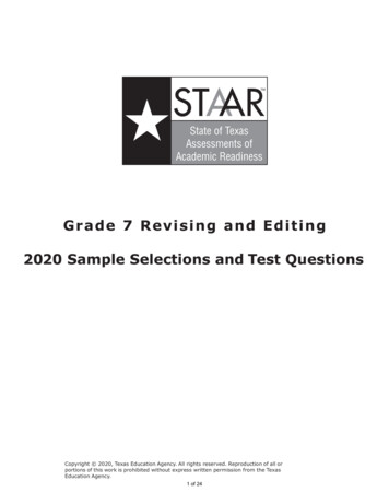 Grade 7 Revising And Editing - Texas Education Agency