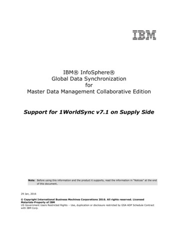IBM InfoSphere Global Data Synchronization For Master Data Management .