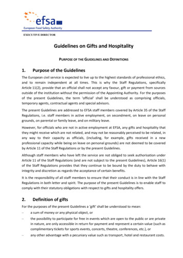Guidelines On Gifts And Hospitality - European Food Safety Authority