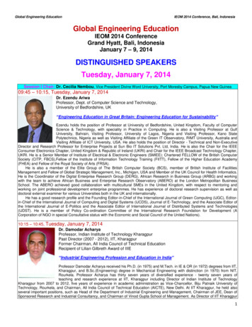 DISTINGUISHED SPEAKERS Tuesday, January 7, 2014