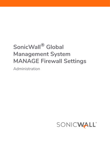 Global Management System Manage Firewall Settings . - SonicWall