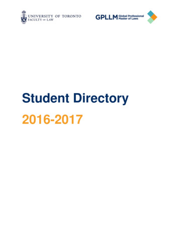 Student Directory 2016-2017 - University Of Toronto
